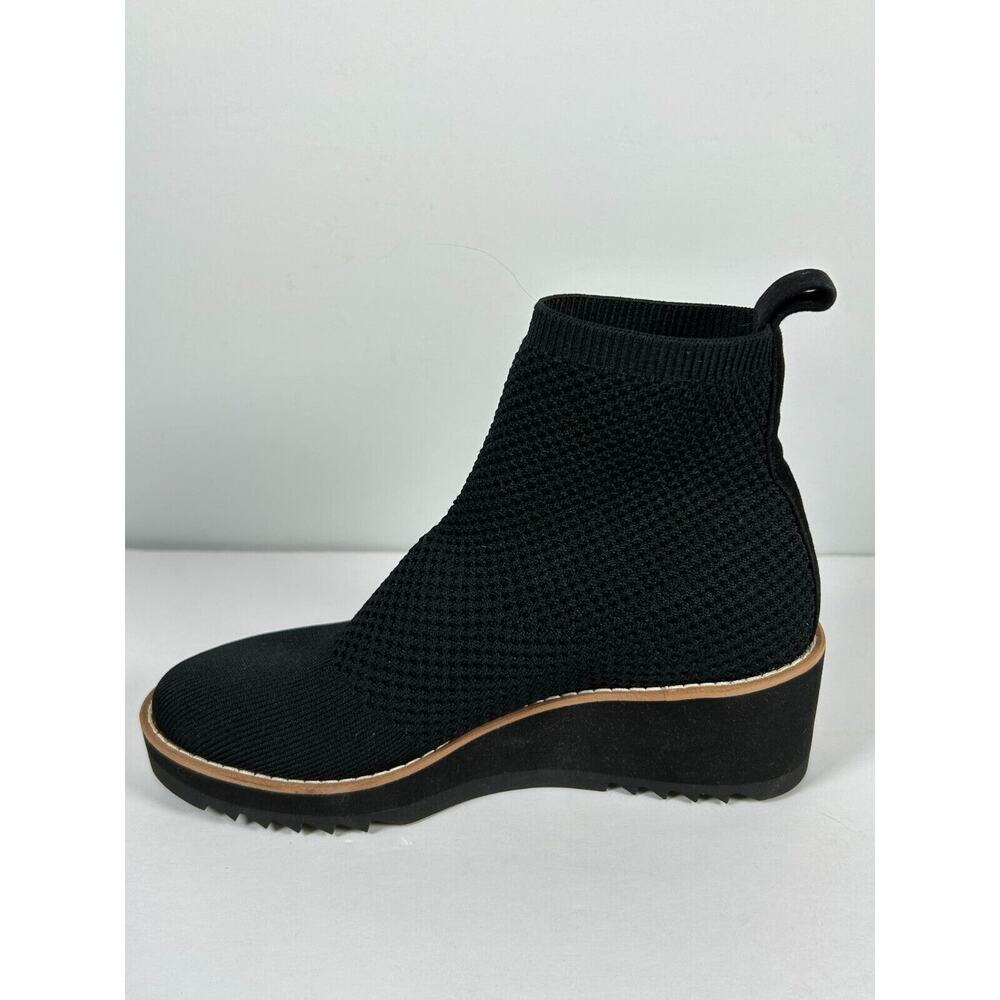 Eileen Fisher London Womens Black Stretch Knit Wedge Platform Ankle Boots Size 5 - Picture 4 of 12